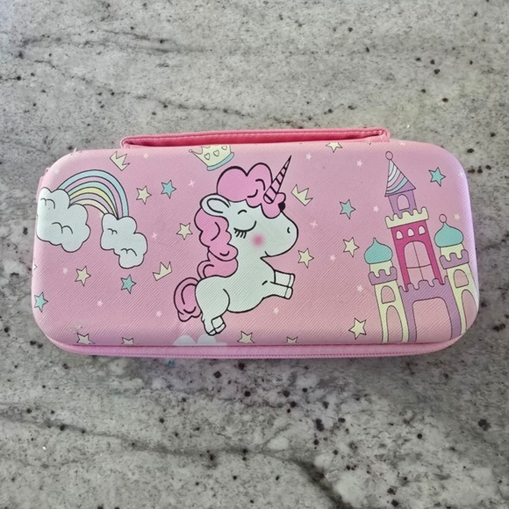 Pink unicorn handheld Nintendo switch case
